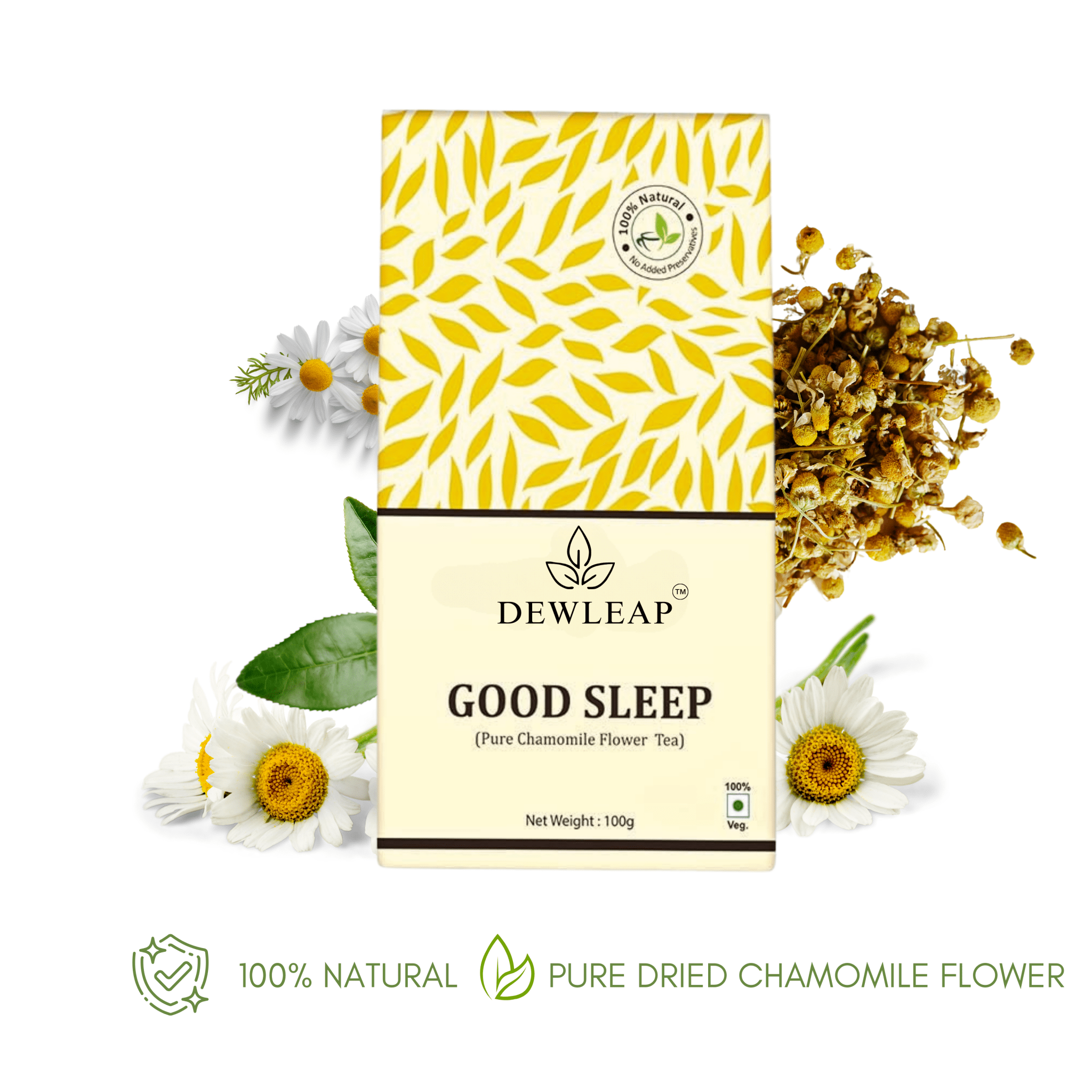 dewleap organic chamomile tea india, herbal tea for relaxation