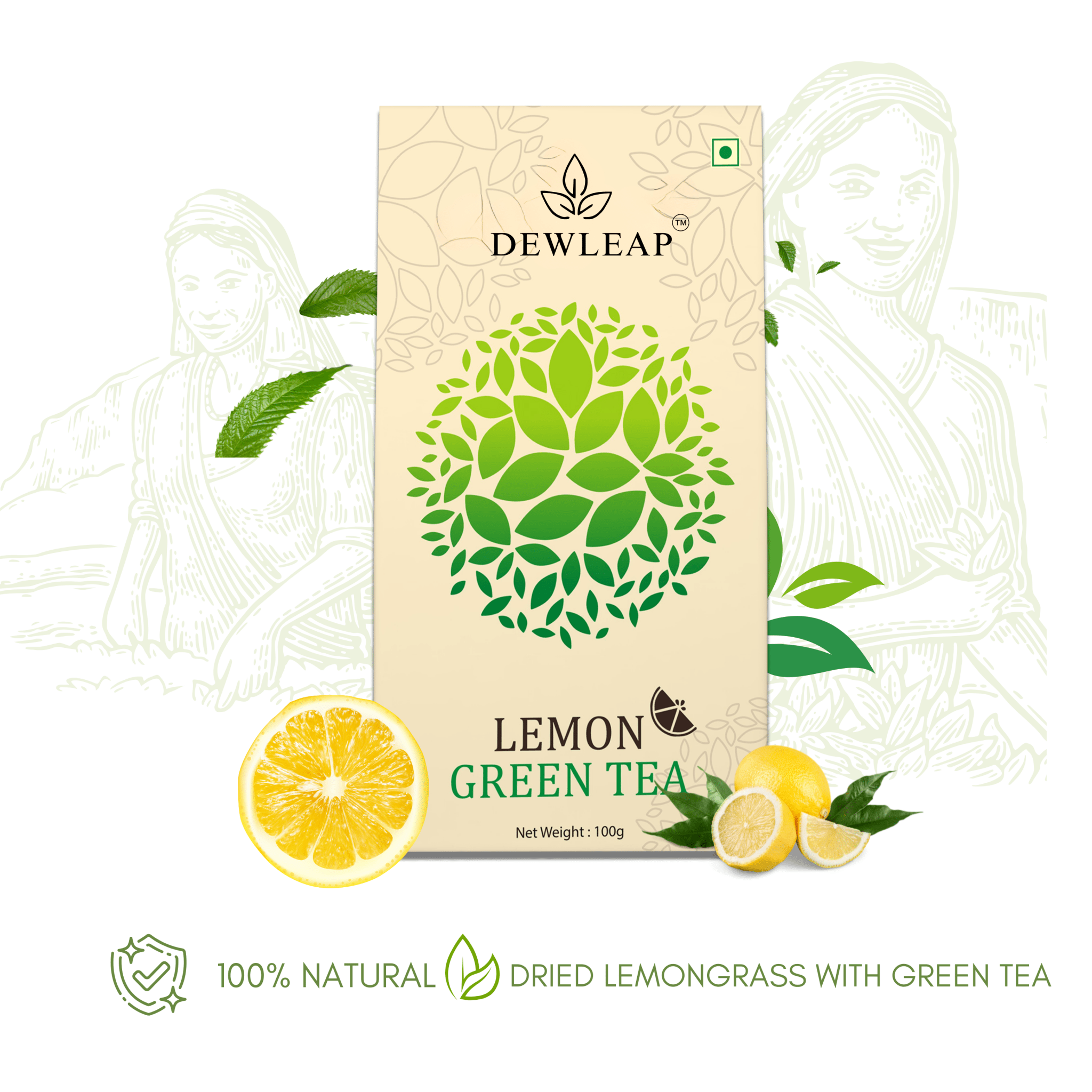 best natural lemon green tea with dried lemon grass to buy online from dewleap