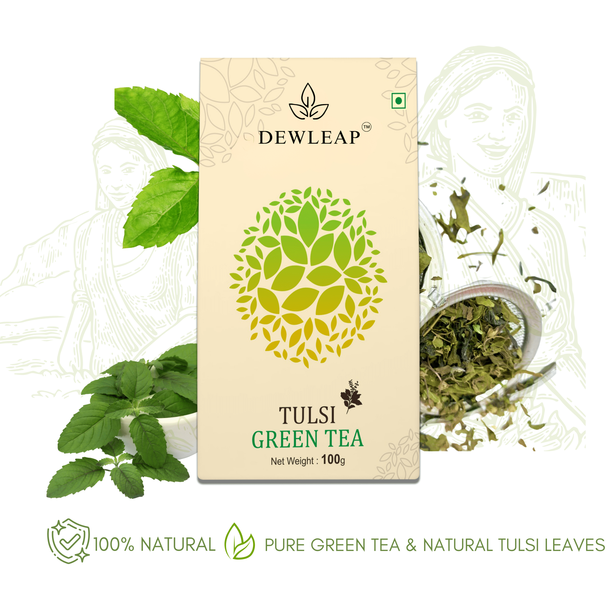 best tulsi green tea with natural holy basil to buy online with great benefits from Dewleap