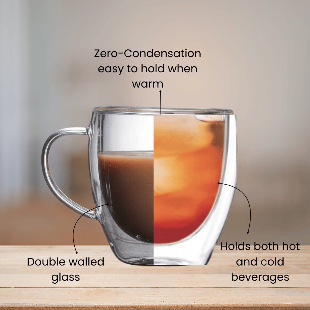 drinkware by dewleap double wall glass cup with holder
